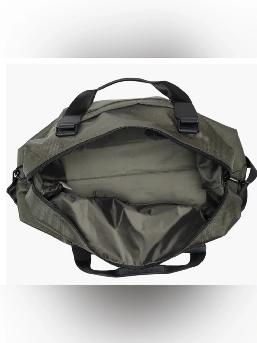 Bonobos Ballistic Nylon Duffle Bag in Olive•Leather Accents•Adjustable Strap•NWT